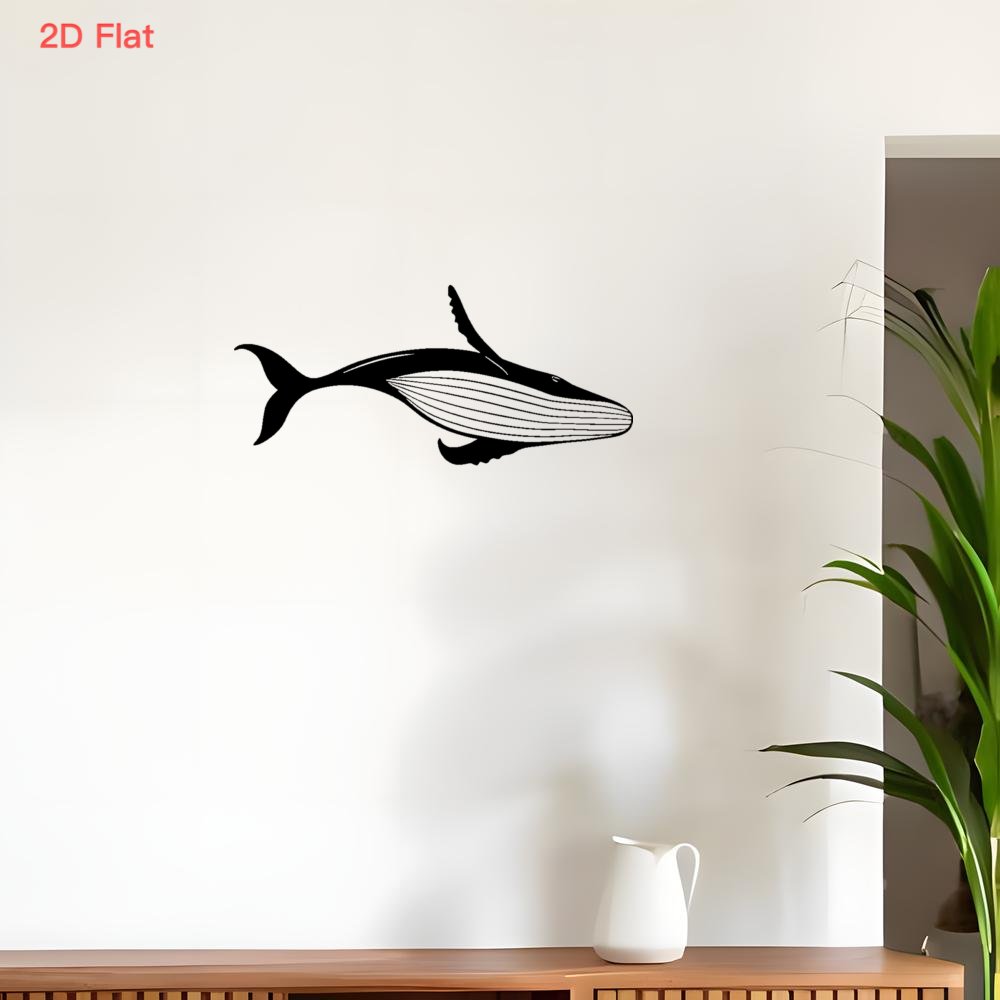 Industrial Laser Cutter - Décoration Murale Métallique Baleine Majestueuse Découpée